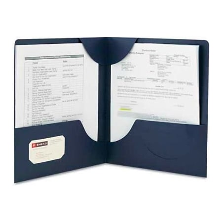 Smead Smead  Lockit Two-Pocket Folder, Leatherette Stock, 11 x 8-1/2, Dark Blue, 25/Box 87982